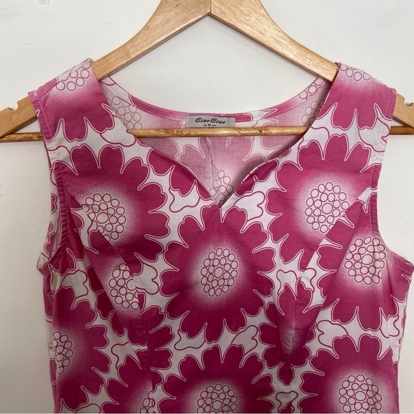 Chiao Ciao dress cotton sleeveless pink white summer Spring dress floral stretch - Picture 2 of 13